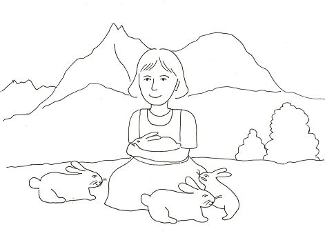 Bambina con conigli